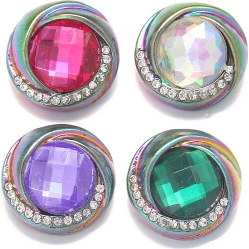Crystal flower 18mm Metal snap button jewelry DIY bracelet KC8495
