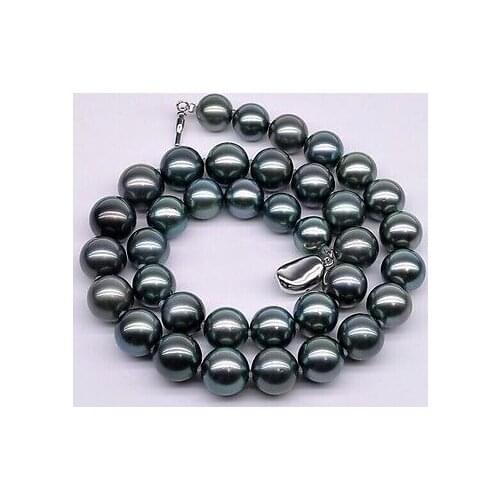 Huge18"11-12mm South Sea genuine black perfect Round Pearl Necklace >Selling jewerly free shipping