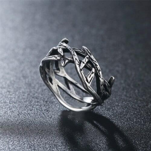 Retro Punk Olive Branch Stainless Steel Mens Rings Hip Hop Simple for Male Street Biker Finger Ring Popular Party Jewelry Gift