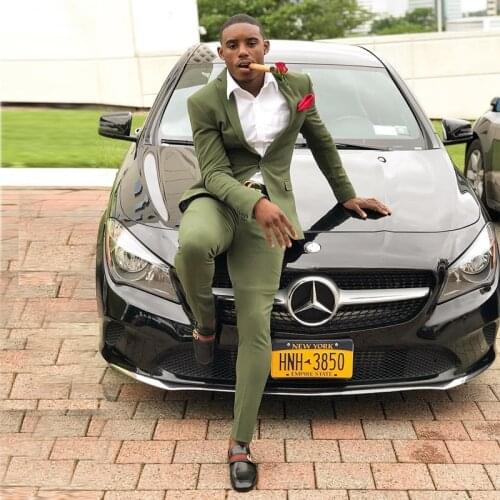 Olive Green Men Suit Slim Fit 2 Pieces Jacket Pants sets Handsome Notched Lapel Tailored Suits Groomsmen Blazers Costume Homme