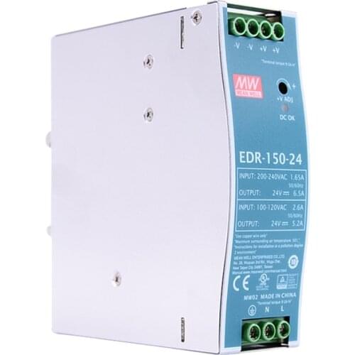 Mean Well EDR-150-24 meanwell DC 24V 5.2A/115VAC/125W 6.5A/230VAC/156W Single Output Industrial DIN RAIL Power Supply