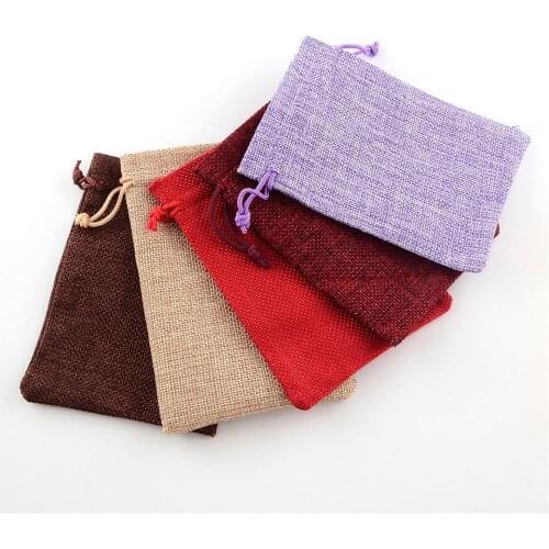18x13cm Burlap Packing Pouches Drawstring Bags for Jewelry Gift Packaging 10 Colors,100pcs/lot
