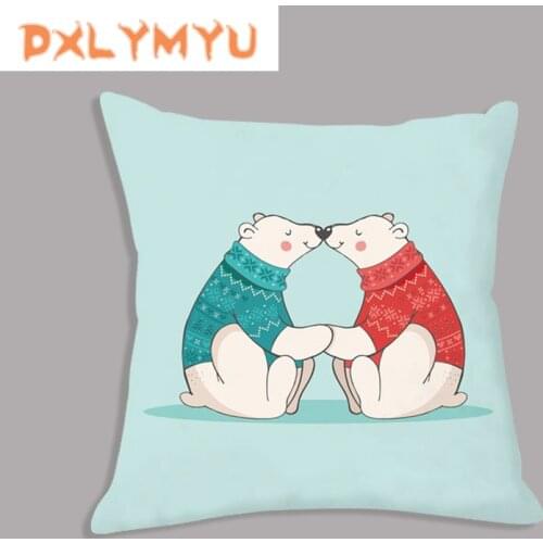 Cartoon Cushion Cover Polar Bear Balloon Print Sofa Pillow Cases Nordic Plush Soft Cushion Throw Pillow Covers Home Decor