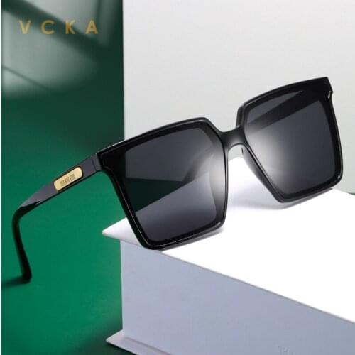 VCKA Retro Square Sunglasses Steampunk Men Women Brand Designer Glasses SKULL Logo Shades UV Protection Gafas