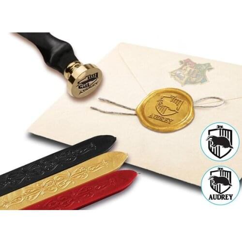 Badger Wax Seal Kit -Wood Handle Stamp & Red, Black & Goldenrod Sealing Waxes