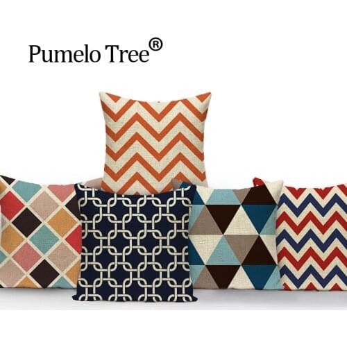 Nordic Geometric Cushion Cover Linen Car Beds Gift Pillow Cover Grid Wave Simple Pillow Covers Decorative Custom Throw Pillows