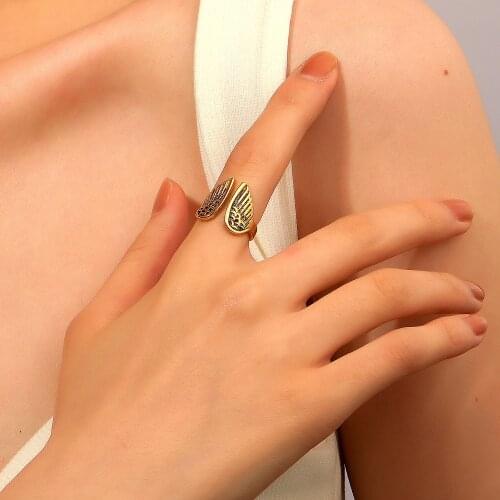 New Retro Opening Angel Wings Ring Fashion Personality Adjustable Animal Ring Female Jewelry Gift