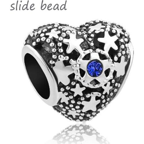 Fit Pandora charm bracelets Birthstone Christmas Snow Heart Love Bead Charms For Bracelets Beads for jewelry making