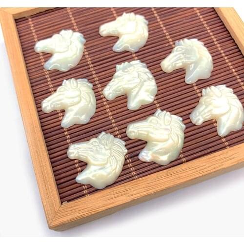 Natural Sea Shell Pendant White Carved Big Horse Fashion Style Female Suitable for DIY Necklace Earrings Jewelry Making Crafts