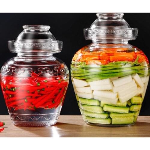 Transparent Glass Kimchi Jar Thicken Pickle Jars Sichuan Household Bottle Jars for Pickling Kimchi Container Kitchen Accessories
