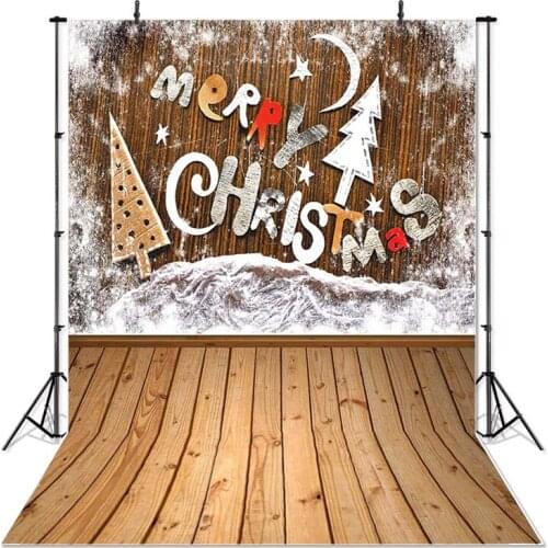 Merry Christmas Photography Background Children Party Wood Floor Backdrop Decoration Props Printed Banner For Photo Studio