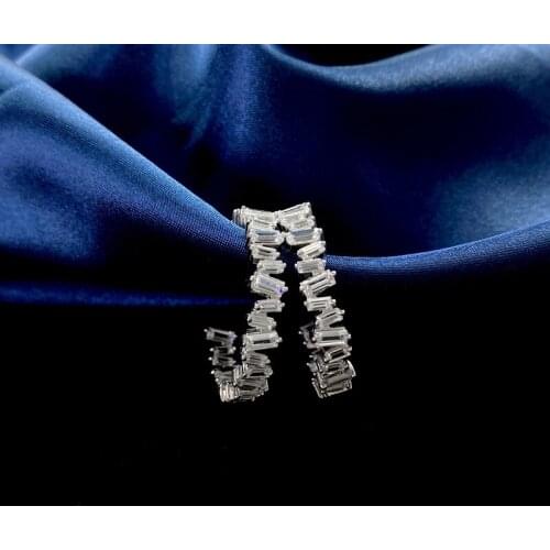 S925 Sterling Silver Sparkling Full High Carbon Diamond Hoop Earrings For Women Wedding Party Bridal Fine Jewelry Earring Ladies