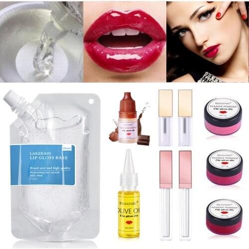 DIY Clear Lip Gloss Base Oil Set Non-Stick Moisturizing Lipstick Material Gel Lip Gloss Base Pigment Powder DIy Tools