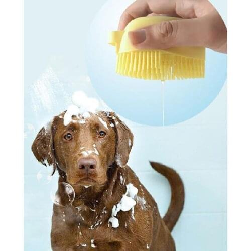 Cat Dog Shampoo Brush Cat Massage Comb Grooming Scrubber Shower Brush for Bathing Short Hair Soft Silicone Brushes H