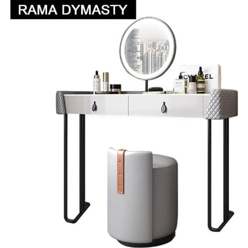 Modern minimalist bedroom slate dressing table LED mirror makeup table stool combination