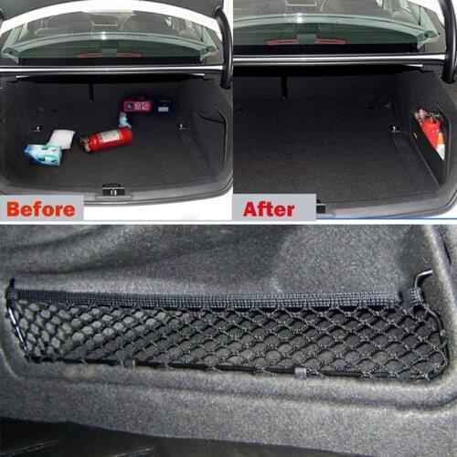 Car Back Rear Trunk Seat Storage Bag Mesh Auto Organizer Elastic String Net Bag Car Accessories For- A4 B8 2008-2016