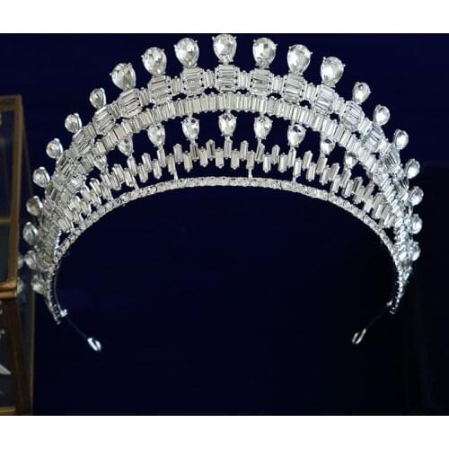 Sparkling Oversize Crystal Bridal Crowns Tiara Bride Headband Diadem Queen Wedding Hair Accessories