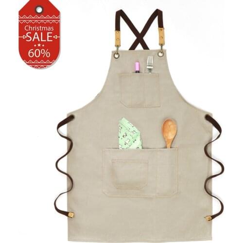 Canvas Functional Pockets Apron Korean fashion Customized Coffee Milk Tea Shop Hairdressing Work Clothes