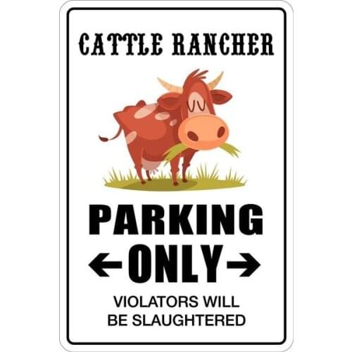 Yedda Metal Sign Cattle Rancher Parking Only Decor Novelty Art Sign Funny Aluminum Metal Tin Signs