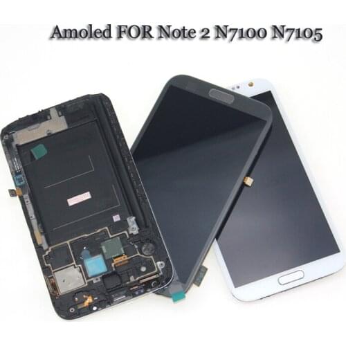 LCD Replacement For Samsung Galaxy Note 2 N7100 LCD Display Touch Digitizer Sensor Glass Assembly With Frame For Galaxy Note2 N