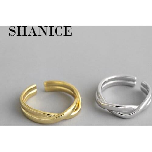 Shanice Simple 925 silver open ring Korean sterling silver open ring INS weaving intertwined twist S925 Thai silver adjustable