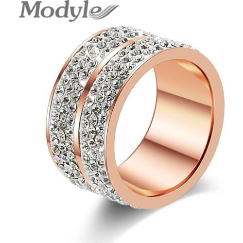 Modyle New Fashion Brand Rose Gold-Color Classic design Stainless Steel Wedding Rings For Women Jewelry