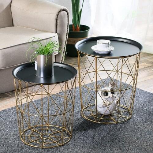 Nordic Fashion Coffee Tables Modern Iron Art Golden Simple Living Room Sofa Side Bedroom storage Basket decor tables mx9121202