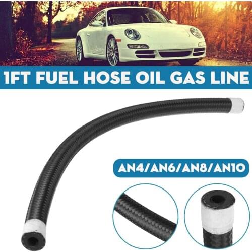 1FT AN4 AN6 AN8 AN10 Fuel Hose Oil Gas Cooler Hose Line Pipe Tube Nylon Stainless Steel Braided