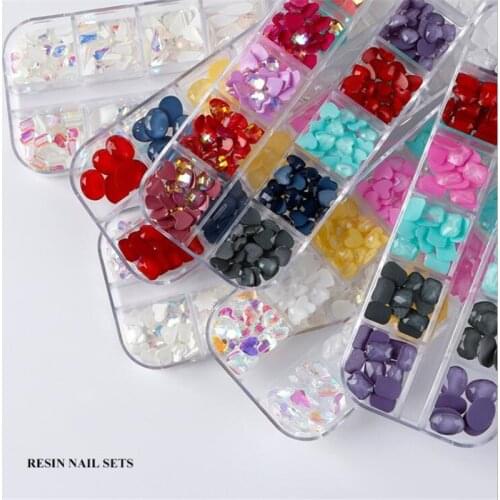 1 set new creative resin nails drill beads connectors for diy phone case manicure decorate jewelry accessories material