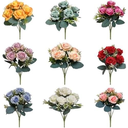 1pc Rose Pink Silk Bouquet Peony Artificial Flowers 6 Big Heads Bride Wedding Home Decoration Fake Flowers