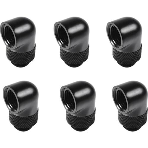 6Pcs / Lot G1 / 4 Inch 90 Rotary Compression Fitting 90 Degree Rotary Fitting Water Cooling Adaptors Metal Connector