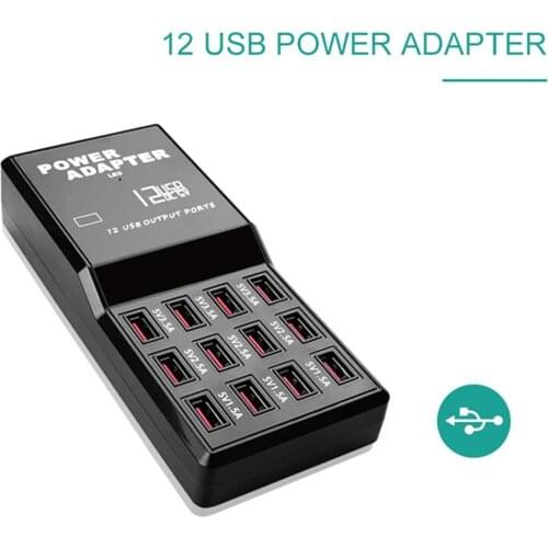 60W 12 Port Fast Charging Phone Tablet Computer USB Charger Station Adapter for Mobile Phone Tablet Charging Station