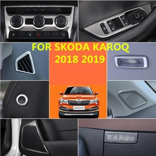 For SKODA KAROQ 2018 2019 silver colour Car Interior Full Mouldings Trim Sticker Car Covers Stainless Steel Car Accessorie