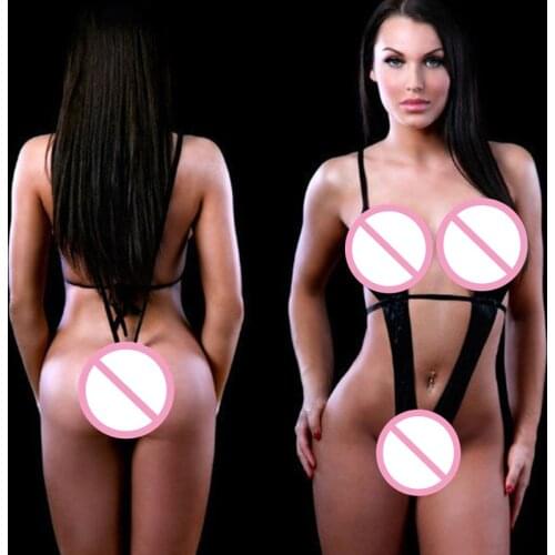 Erotic Lingerie Black Sexy Patent leather Deep V Open crotch Siamese Cosplay Three-Point Underwear Sexy Lingerie Adult Products