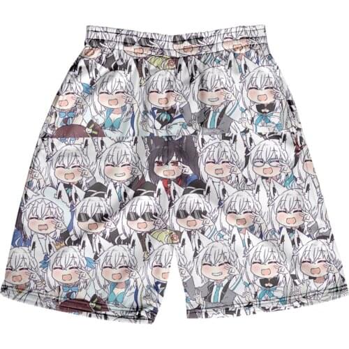HOLOLIVE Shirakami Fubuki 3D Summer Holiday Women/Men Elastic Waist Cool Streetwear Shorts Kawaii Beach Shorts