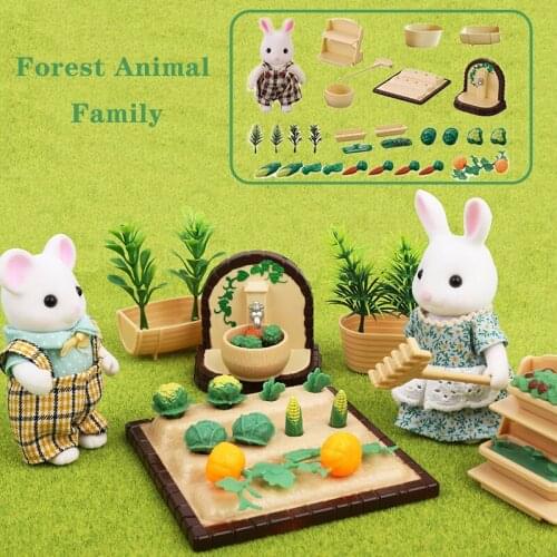 Forest Family 1/12 Farm Toy Set Bedroom Furniture Koala Squirrel Forest Animal Villa Furniture For Dolls Kids Fumiture Gift