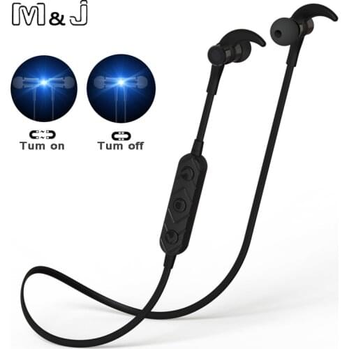 M&J Bluetooth Headphones Intelligent On/Off Magnetic Earbuds Wireless earphone with Microphone Sweatproof Stereo Headset