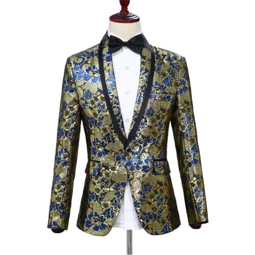 Fashion Mens Dress Stage Print Single Breasted Casual Two-piece Suit Coat Pants Mens Suits Single Breasted Skinny Men Clothes