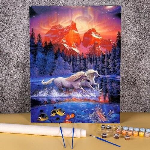 Animal Horse Paint By Numbers Package Oil Paints 50*70 Oil Painting Handmade Children Wall Art Handiwork Drawing