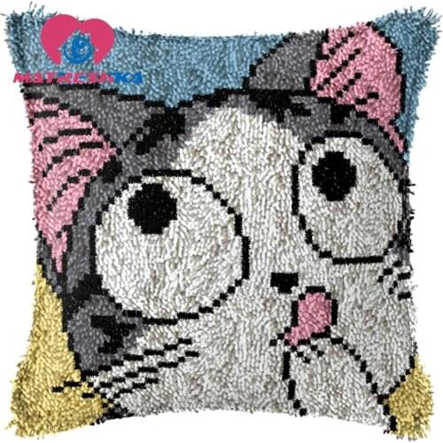 Latch hook pilowcase kits Foamiran for crafts carpet embroidery cross-stitch pillow do it yourself button carpet home decor