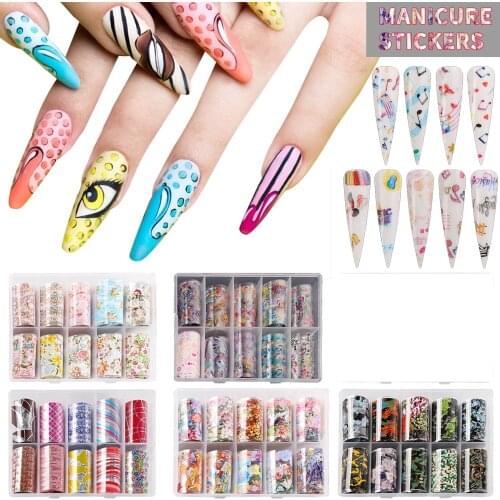 DIY Nail Art Sticker Floral Colorful Pattern Paper Sticker Boxed Nail Art Decal наклейки на ногти For Manicure Decorations