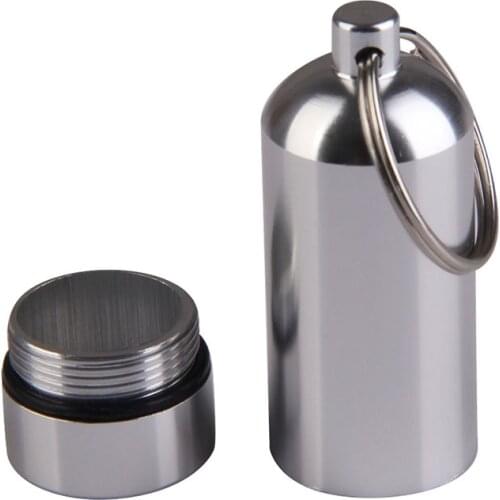 Outdoor Mini portable Waterproof Pill Box Aluminum alloy Pill Bottle Emergency pill Medicine Hermetically Storage Box