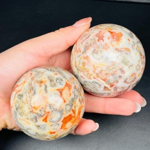 Natural Crazy Agate Crystal Ball Polished Crafts Wish Ball Home Decoration Chakra Reiki
