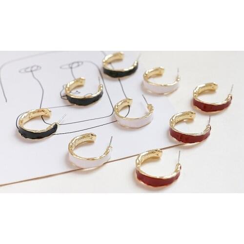 Irregular semicircle C-shape alloy oil dripping DIY handmade jewelry earring material S925 silver accessories material