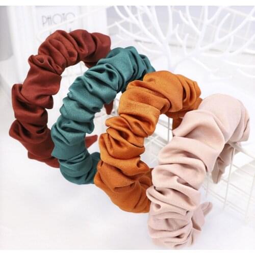 Boho Solid Color Pleated Headband Hair Bands For Women Headdress Vintage Headband Girls Hairband Hair Hoop Female Accessories