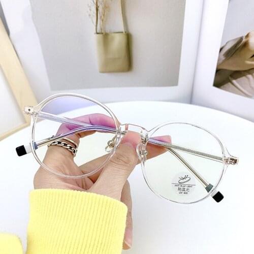 46990 Plastic Titanium Round Glasses Frame Men Women Optical Fashion Anti Blue Computer Eyeglasses