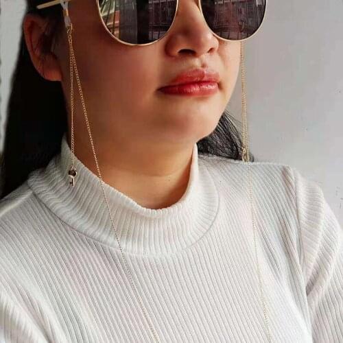 Fashion Woman Sunglasses Chain Color Key Heart Lock Pendant Anti-Falling Glasses Eyeglass Cord Necklace