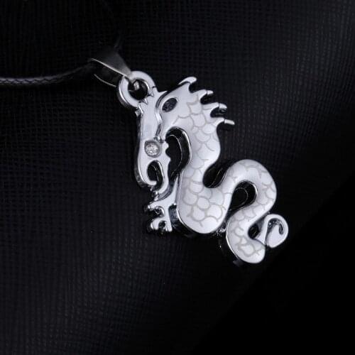 TDQUEEN Animal Dragon Bib Collar Pendant Necklaces Retro Vintage Metal Black Leather Cord Punk Men Necklaces