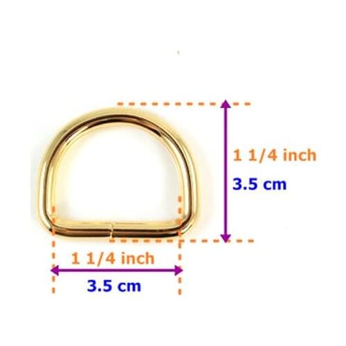 Golden plated Unwelded D Rings - 1 1/4 inch (3.5 cm) for bags and other sewing projects - 50 pieces