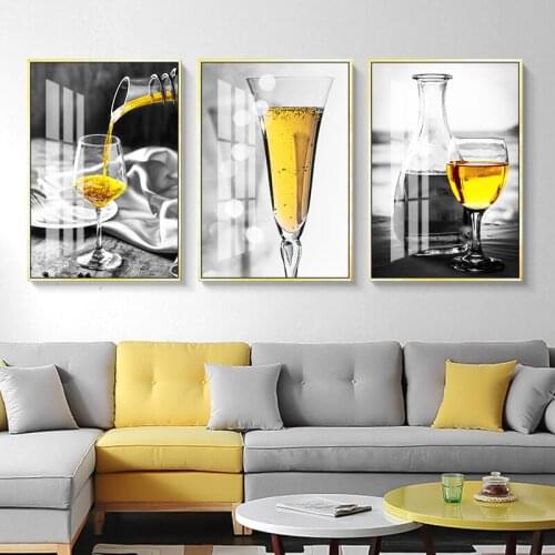 Nordic Poster Black and White Wine Glass Wall Art Print Canvas Painting Liquor wall pictures for Living Room Modern Home Decor